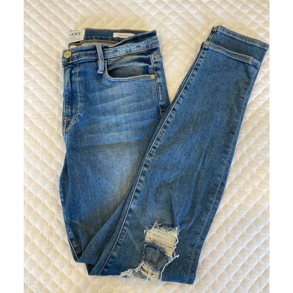Frame Le High Waist Skinny Distressed Jeans Size 29